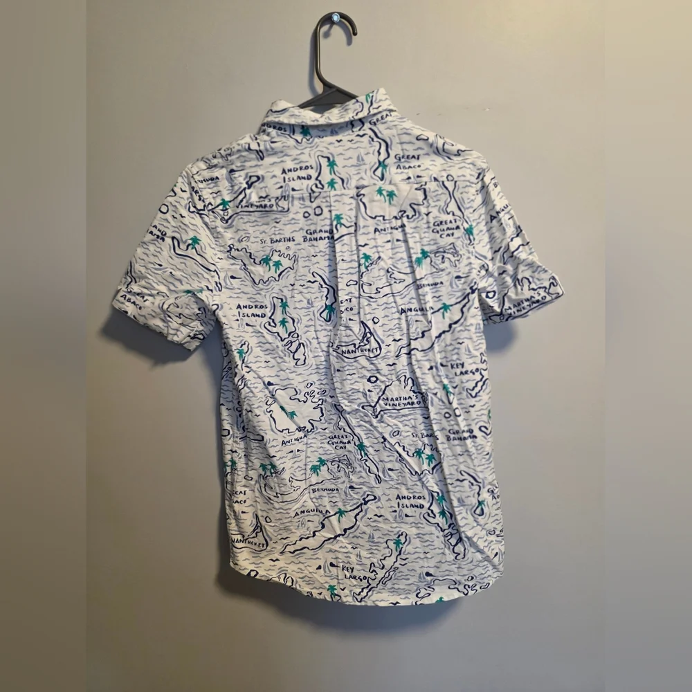 Vineyard Vines White and Blue Map Print Shirt - Picture 3 of 4